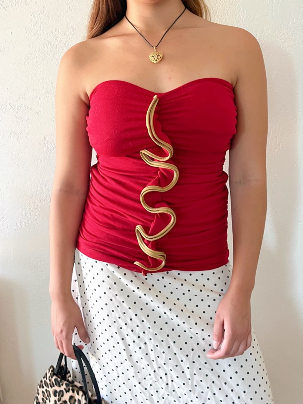 NWT Vintage Y2K Ruffle Tube Top M